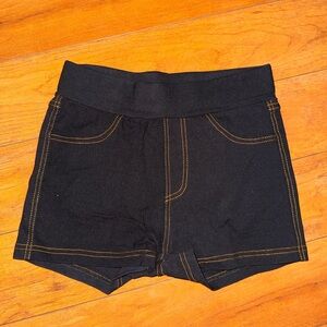 Black Denim-Look Shorts